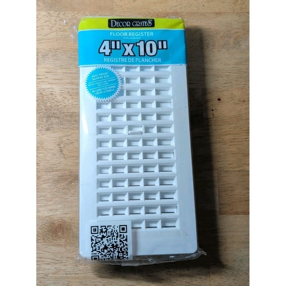 Decor Grates PL410-WH 4-Inch by 10-Inch Plastic Floor Register, White